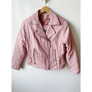 Vintage USA Bikers Dream Apparel Pink Leather Moto Jacket M